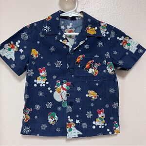 Handmade Vintage Boys Mickey Mouse And Friends Christmas Short Sleeve Shirt